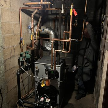 Copper repiping around boiler unit